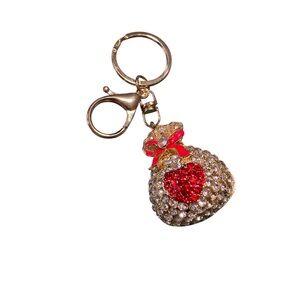 Gold and Red Heart Purse Charm Keychain